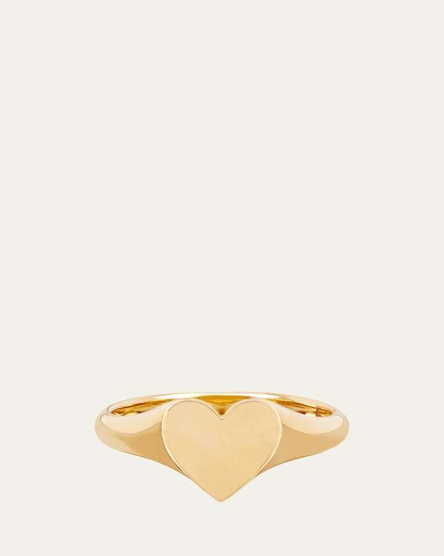Gold Heart Signet Ring, Size 3.5